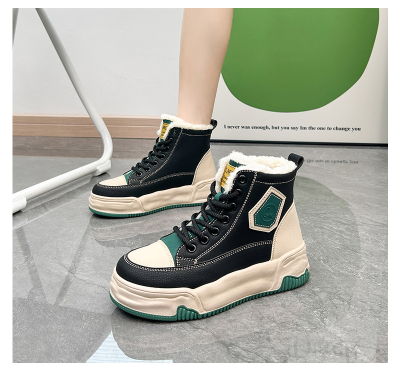 High Top Women's Ankle Boots Plush Lined Winter Casual Footwear_voghion.com