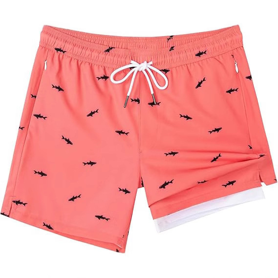 Men's Swim Trunks with Compression Lining Swim Shorts Quick Dry Swimsuit Swimsuit Zipper Pocket Beach Trunks