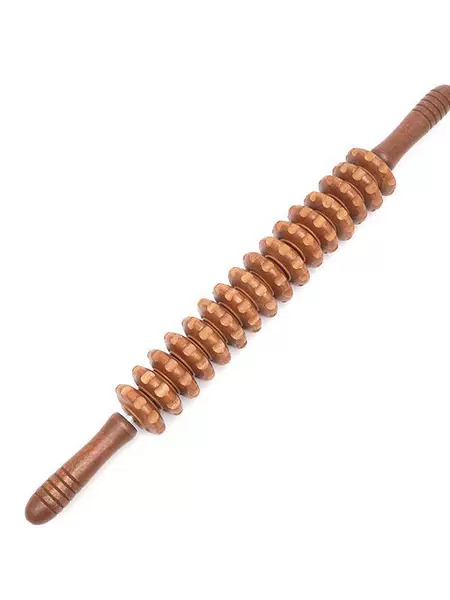 Rolling bar Meridian dredging wheel wooden massager rubbing Meridian carbonized wooden massage wheel