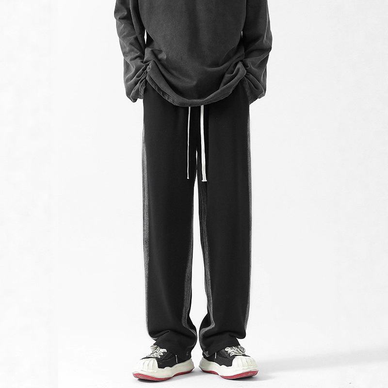 Pantalon de sport décontracté épais pour homme, style printemps, coupe ample, grandes tailles, jambes droites, style américain fluide, pantalon long_voghion.com