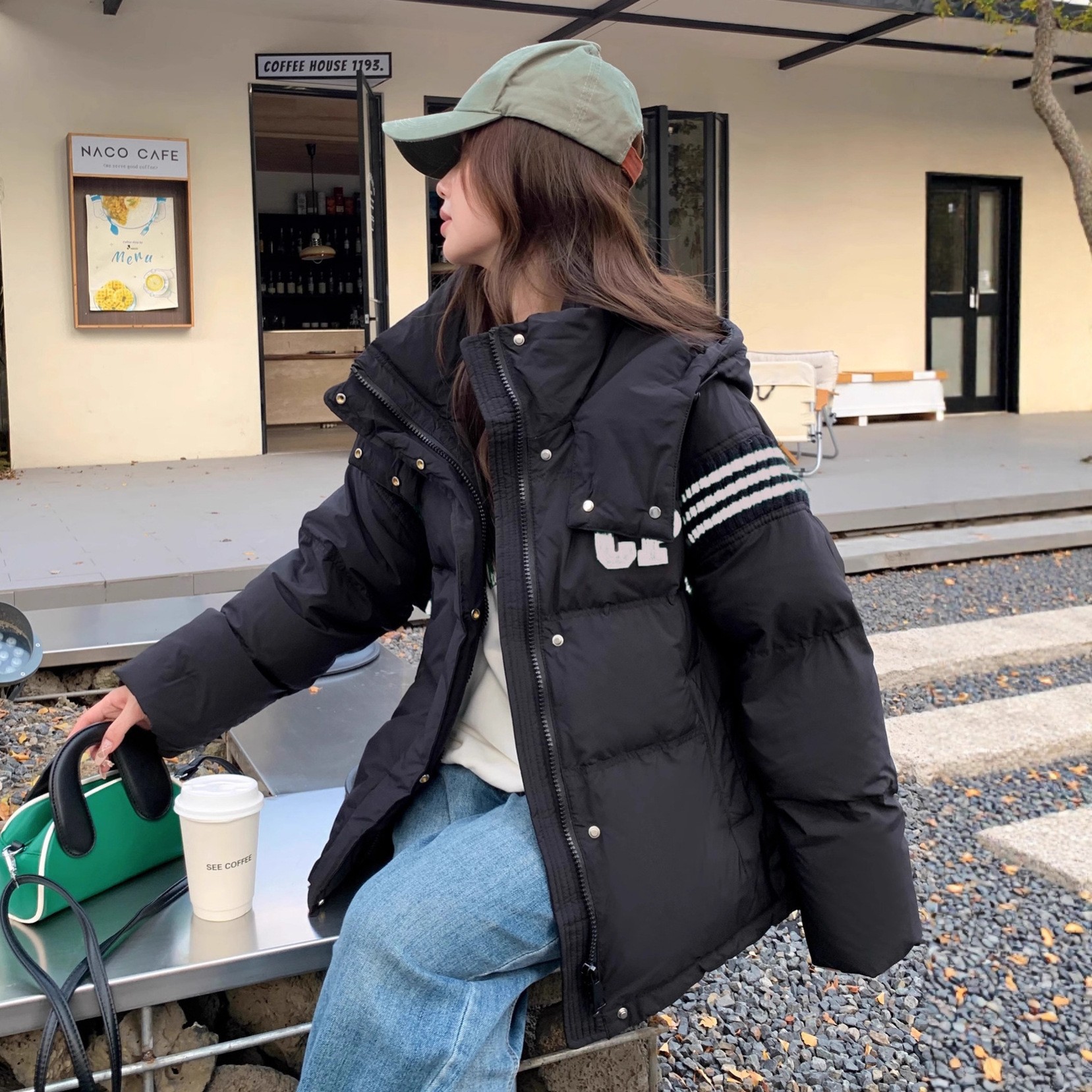 Gordo MM americano ropa de algodón de alta calle parejas de invierno explosión de nuevo estilo para aprender ropa de algodón gruesa casual retro chaqueta de algodón suelta