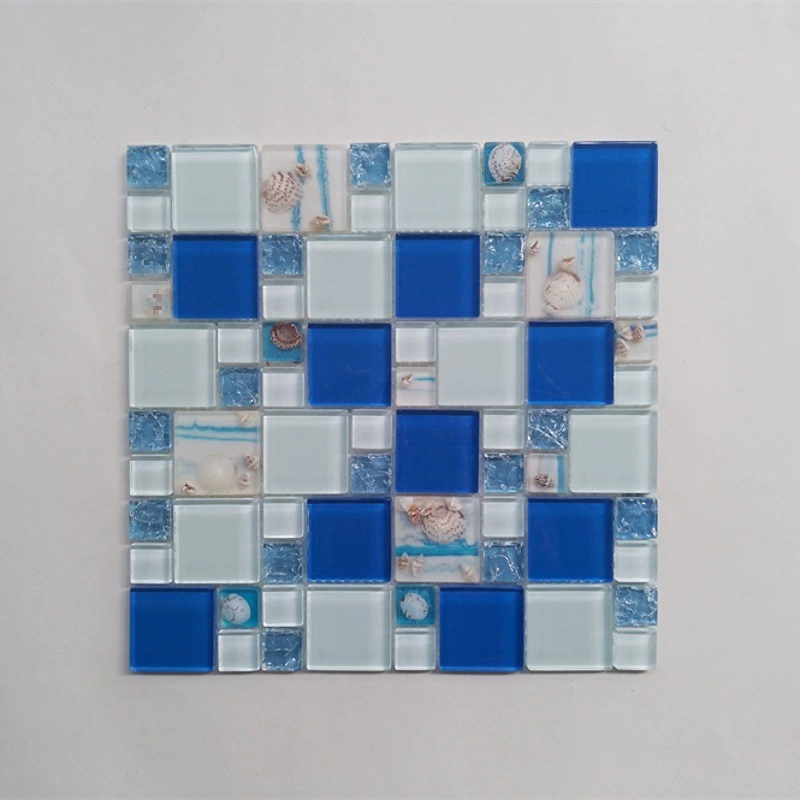 Синяя ракушка, мозаика из смолы, настенная плитка для ванной комнаты, кухня, спальня, ресторан, бассейн, бар, ванная комната, гостиная