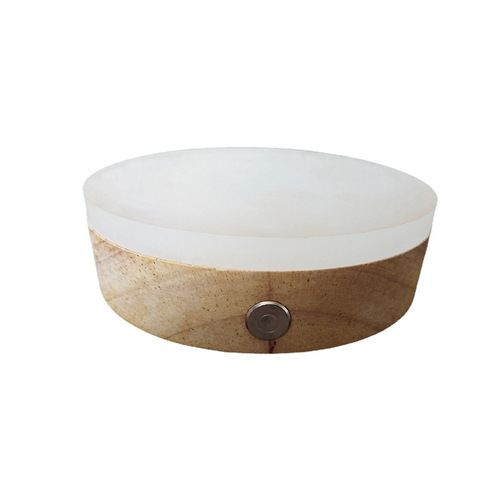 Small flying saucer thick diffuser plate round solid wood luminescent base DIY glow-in-the-dark resin figurine small wine bottle LED night light