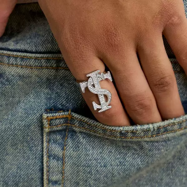 European and American Cross-Border Full Diamond Stk Ring Zircon Flash Diamond Trendyy Men's and Women's Index Finger Ring Personalized Hip-Hop Street Ring