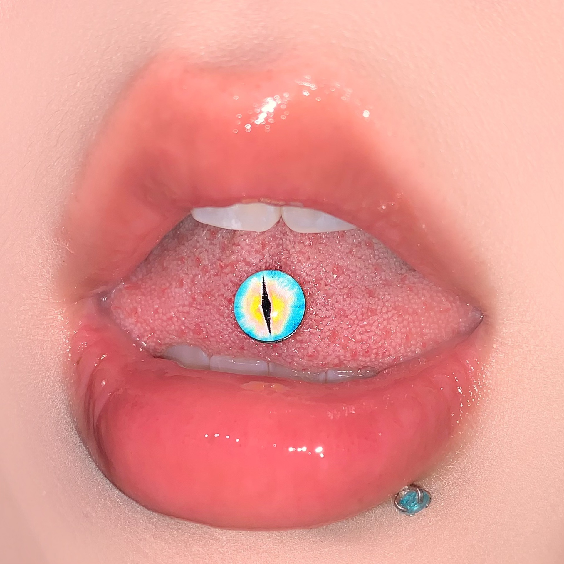 Labret stud lip piercing jewelry styling detail