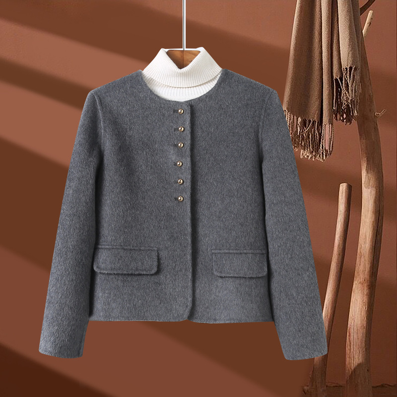2025 Autumn and Winter Coat Small Woolen Coat Small Fragrant Style Wool Coat Solid Color Single-Breasted Short Top for Women