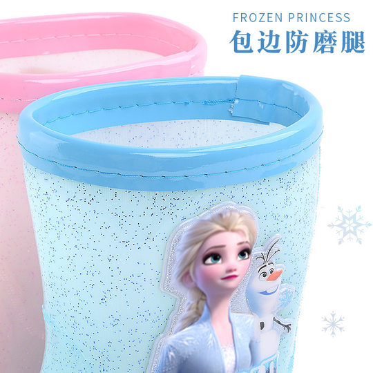 Disney Kidsren's Rain Boots Student Water Shoes Rain Boots Girls Kidsren Elsa Princess Rain Boots Non-Slip Overshoes Soft