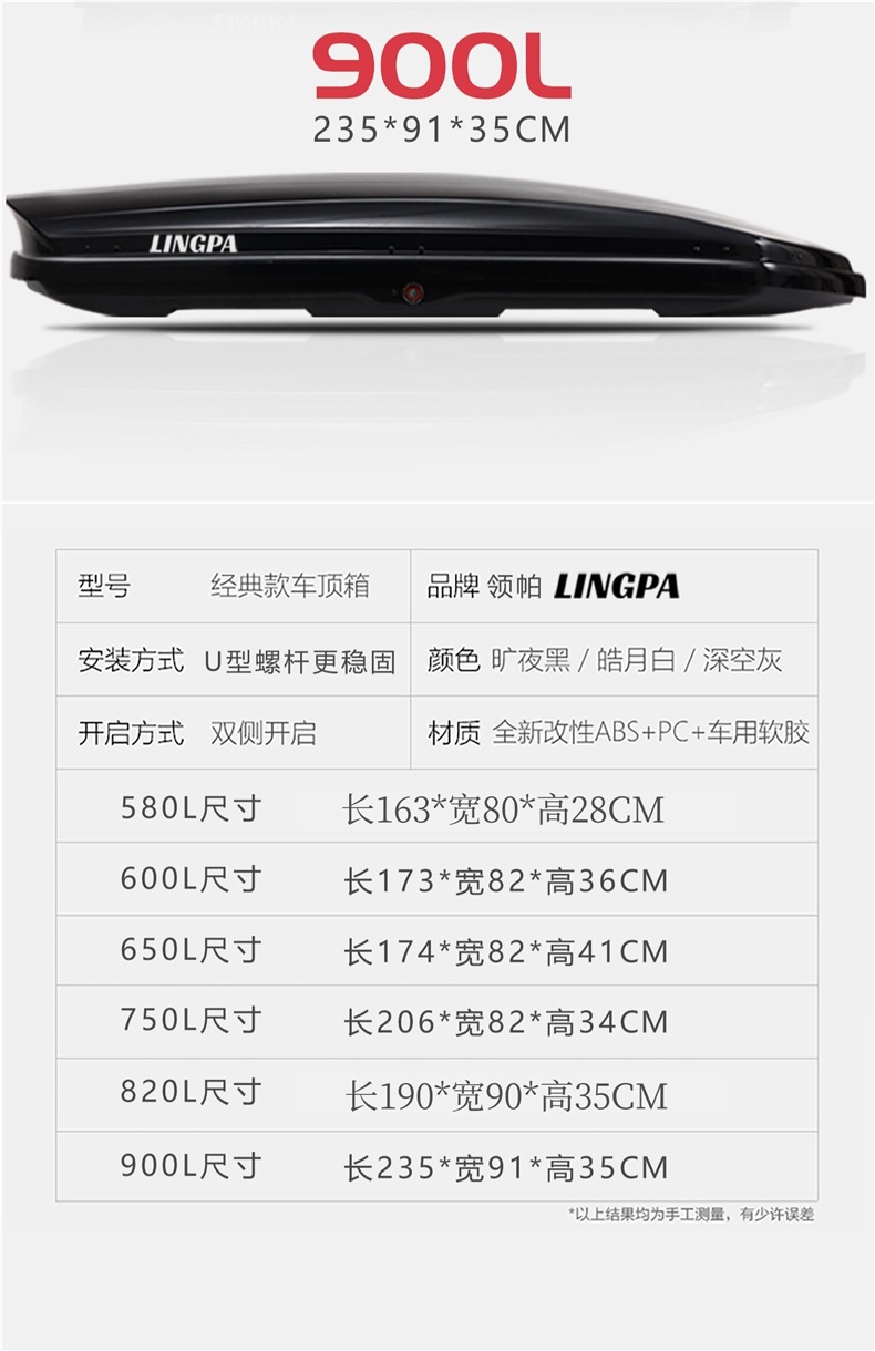 Roof Luggage Box for Suv, Universal Car Roof Box, Luggage Rack, Travel Box, Ultra-Thin, Large Capacity, Recessed Type