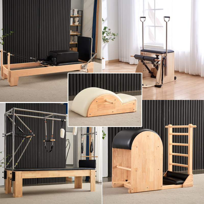 Pilates equipo de corrección de la columna vertebral de madera maciza hombro cervical flexión lateral yoga lumbar calmante dispositivo de rehabilitación cama central
