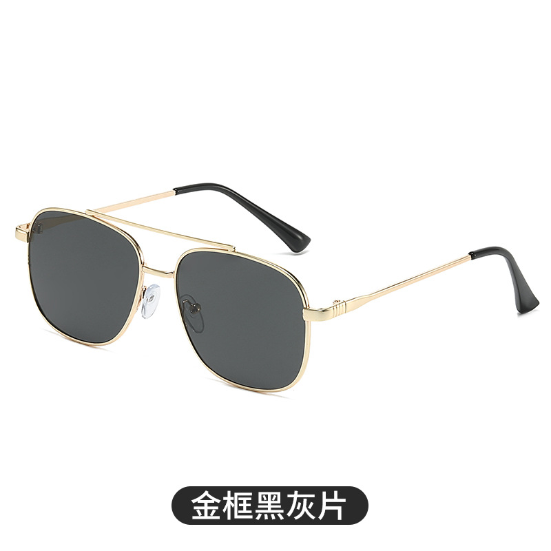 新款潮流雙梁太陽鏡夏時尚簡約方形金屬墨鏡ins街拍穿搭網紅眼鏡