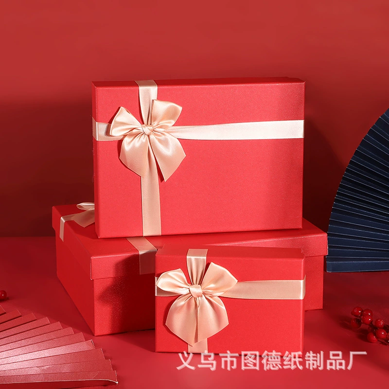 В наличии большая красная подарочная коробка креативная Подарочная коробка с бантом Подарочная коробка на день рождения большая крышка неба и земли Свадебная коробка для упаковки конфет