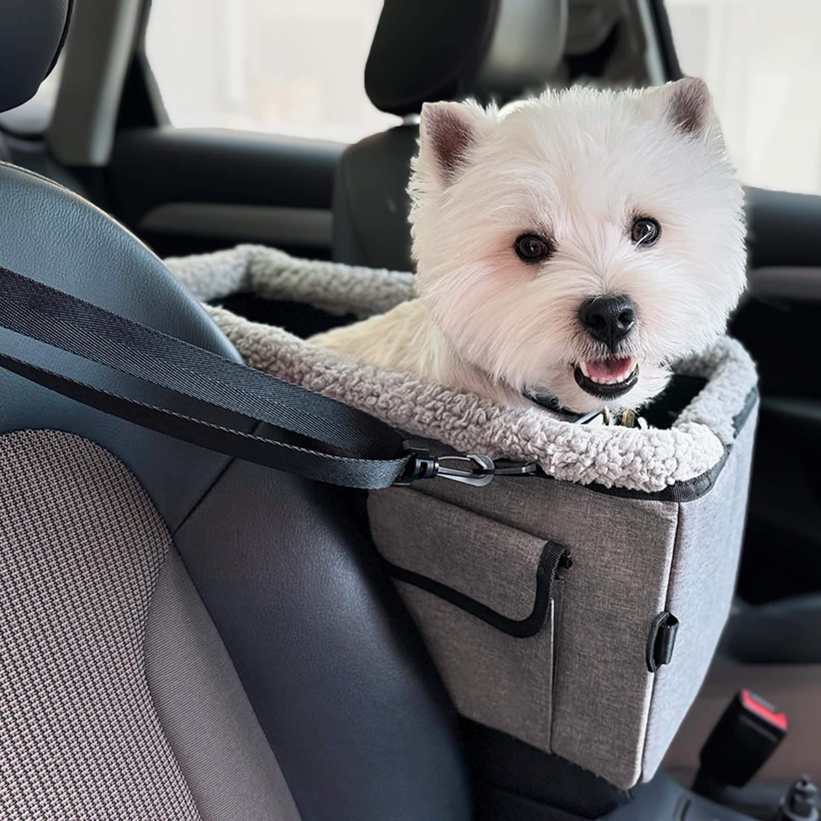 Amazon Pet Car Seat Carrier for Small Dogs, Travel Bag with Storage, Car Dog Bed, Central Console Pet Bag