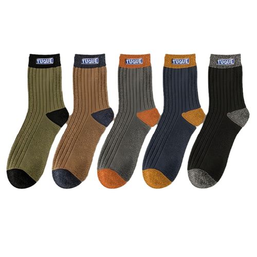 Men's Autumn/Winter Thick Deodorant Breathable Mid-Calf Socks, High-End Solid Color Versatile Retro Japanese School Style Long Socks