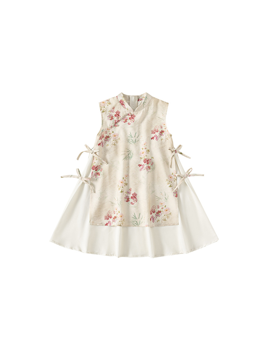 Youbao ropa para niños nuevos productos de verano Hanfu sin mangas para niños nuevo vestido cheongsam floral para niñas chinas falda de estilo nacional