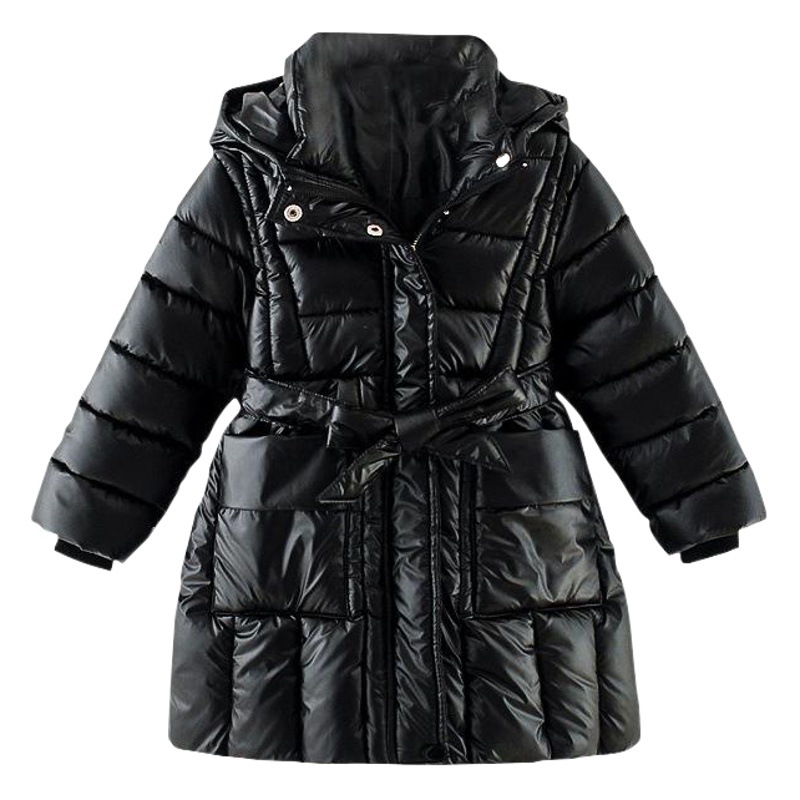 Abrigo de algodón para niñas, estilo invierno 2026, chaqueta de algodón gruesa y elegante para niñas mayores, ropa exterior de algodón lavable con aspecto de cuero brillante.