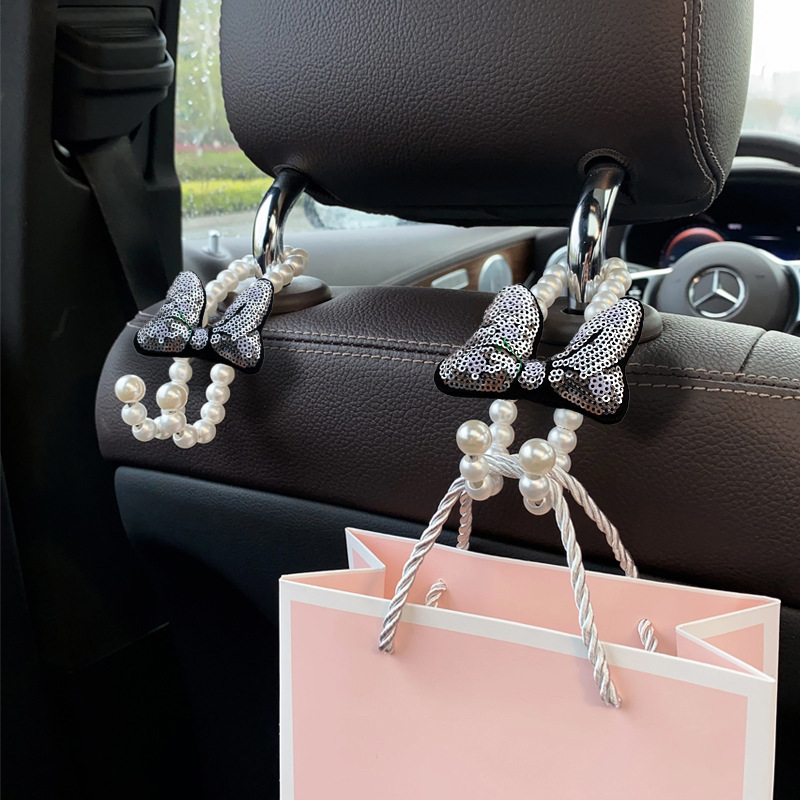 Gancho de lazo de perla para coche Gancho trasero del asiento delantero para coche Gancho pequeño multifuncional para coche