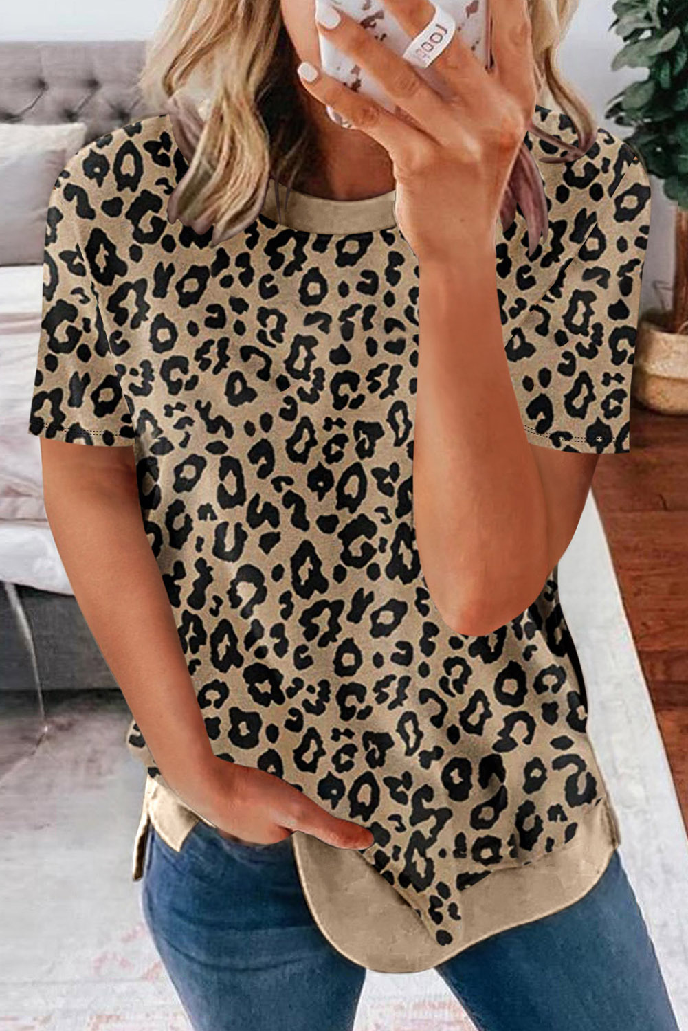 camiseta de manga corta con estampado de leopardo NSSI51697