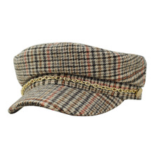 工厂定做贝雷帽松紧带调节时尚格子英伦风 棒球帽八角帽女士潮帽