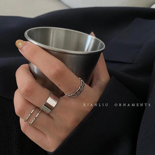 Ring Women's Fashion Personality Hip-Hop Opening Adjustable Index Finger Joint Ring Cold Style Niche Ins Retro Ring