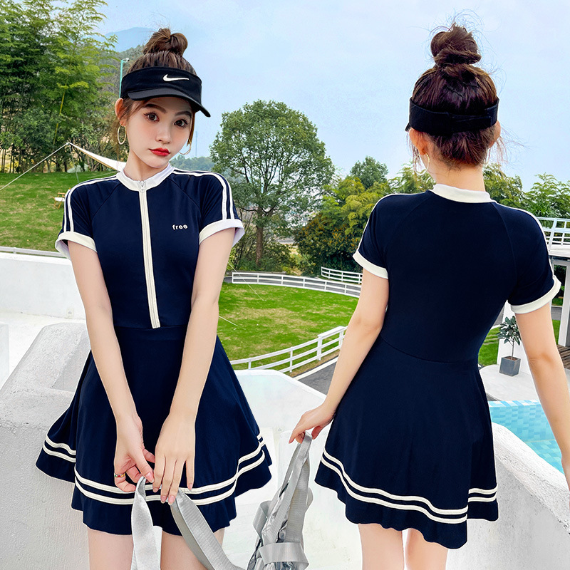 Traje de baño de las mujeres de una sola pieza conservador verano nueva primavera caliente ins estilo push up falda de moda vientre que cubre traje de baño adelgazante