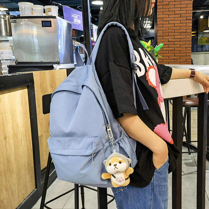 Capacious backpack, nylon sports school bag, Korean style, simple and elegant design, for students