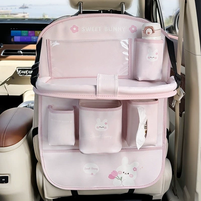 Bag Seat Back Storage — Chair back anti-kick pad - tulip-bunny-small-table-8-in-1-anti-kick-storage-on-chair-back-comes-with-waterproof-bucket-garbage-bag