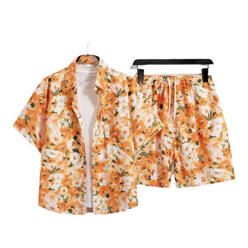 Hawaiian floral shirt beach set, summer thin version, Sanya tourism for men and women, couple size, loose casual five-pocket pants