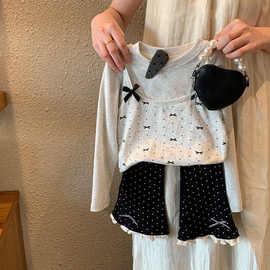 新款2026女童套装春秋款洋气儿童装时髦蝴蝶结衣服秋装女孩两件套