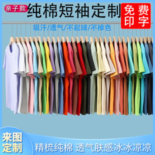 Pure Cotton T-Shirt Custom Logo Round Neck Short Sleeve Enterprise Work Clothes Printing Class Clothes Party Clothes Advertising Culture Shirt diy