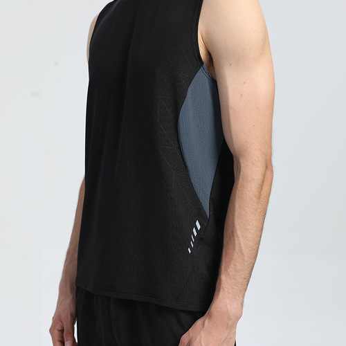 Men's Cross-Border Dark Floral Shiny Striped Sporty Quick-Dry Backless Top, Multi-Color, Printed, Breathable, Sleeveless T-Shirt