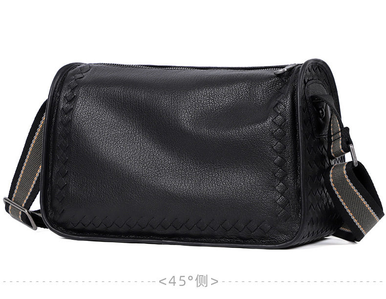 Túi đeo chéo nam da thật dệt đan 29×11×17 cm — Màu đen da bò, Màu đen da cừu chi tiết 20