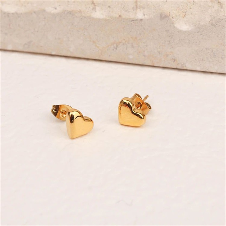 Simple Style Heart Shape Stainless Steel Ear Studs Stainless Steel Earrings