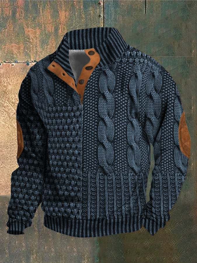 Men's Four-button Long-sleeved Sweater Image 14