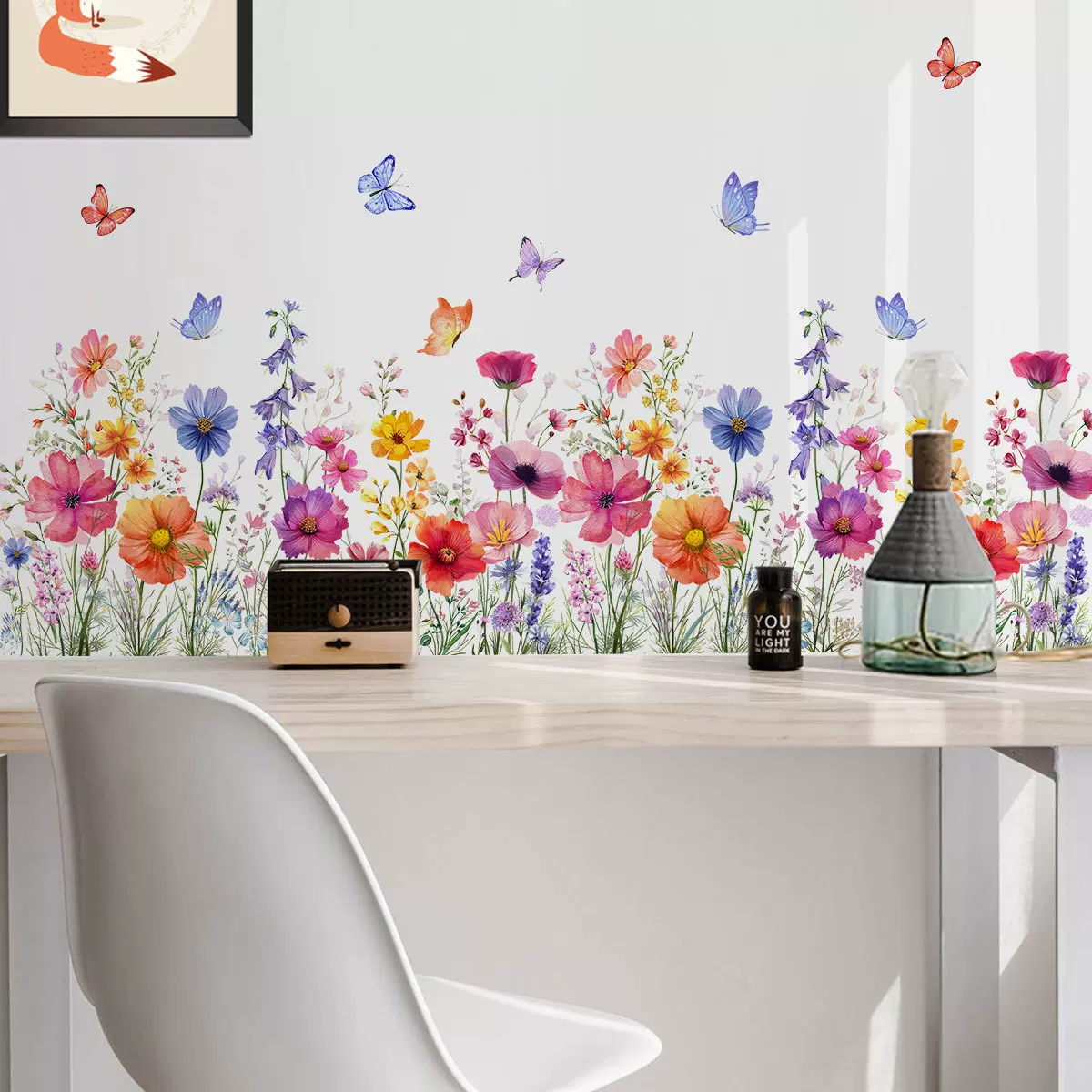 MS3160春季植物花卉蓝风铃客厅卧室墙贴厨房浴室装饰墙贴批发