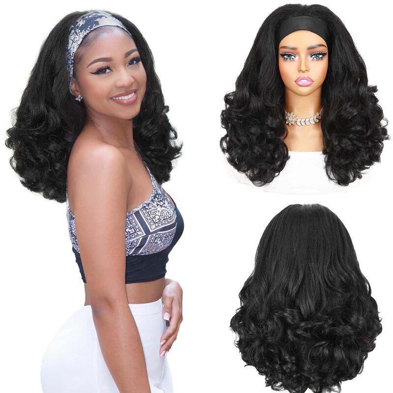Cross-Border New Product Wig for African Women, Black Ice Silk Synthetic Long Curly Hair, Fluffy Natural Fashion Wig