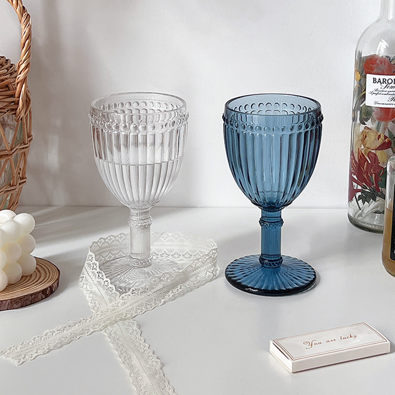 Pequeñas imperfecciones, copa vintage con relieve de rayas verticales y diseño de cuentas, copa para vino tinto, copa para champán, copa para vino de frutas, copa para vino.
