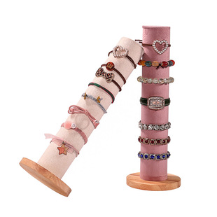Wooden Bottom Flower Display Rack Hair Rope Hair Ring Head Rope Bracelet Storage Rack Head Rope Rack Cylindrical Hair Accessories Rack Display Props