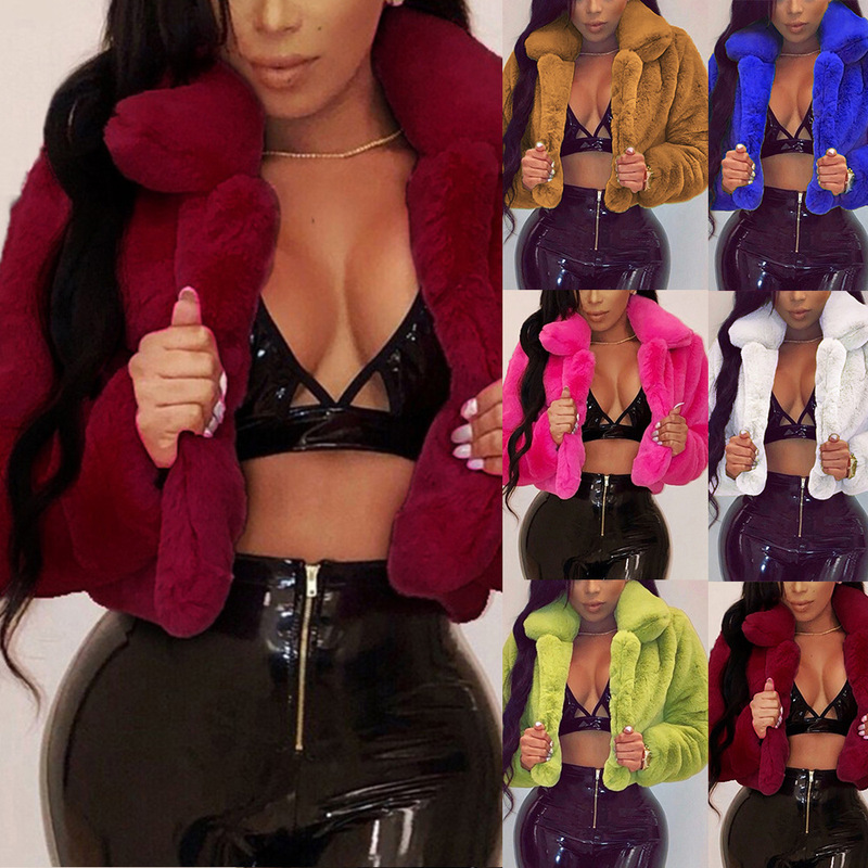 Faux Fur Coat Jacket 2026 Women's Short Faux Fur Jacket with Turn-Down Collar and Open Front, Winter Warm and Fluffy Faux Fur Coat Jacket 2026 Women's Short Faux Fur Jacket with Turn-Down Collar and Open Front, Winter Warm and Fluffy
