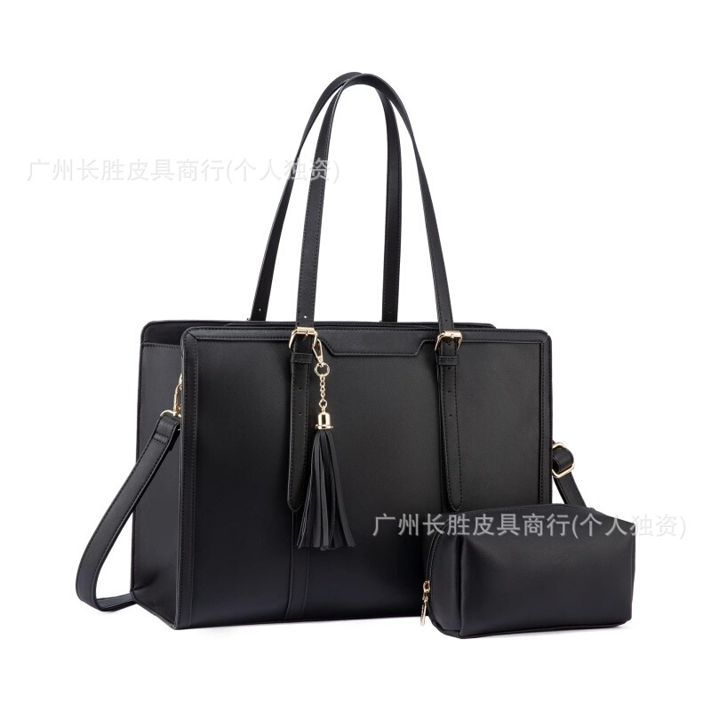 Cross-border Genuine Leather Ladies Laptop Handbag Fashionable Large Capacity Multi-function with Clutch Briefcase