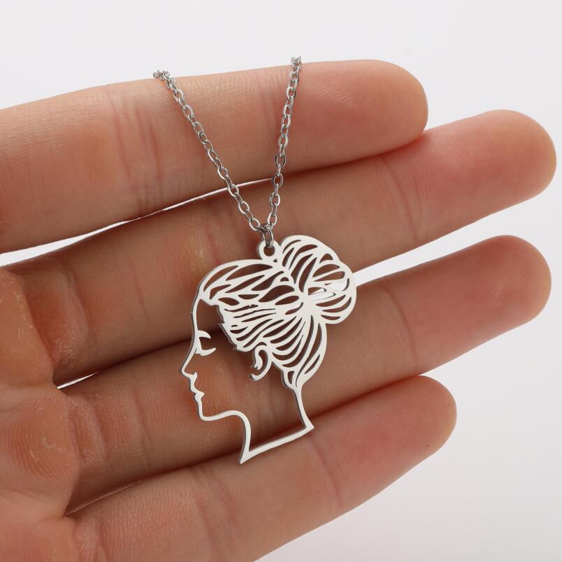 Fashion Portrait Stainless Steel Titanium Steel Plating Hollow Out Pendant Necklace 1 Piece