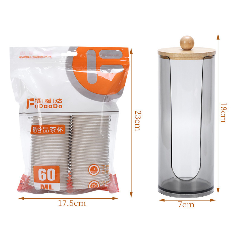 Taza de té Kung Fu desechable resistente al calor 60ml con soporte de taza de almacenamiento y cáscara de arroz taza de té de alta calidad taza de té