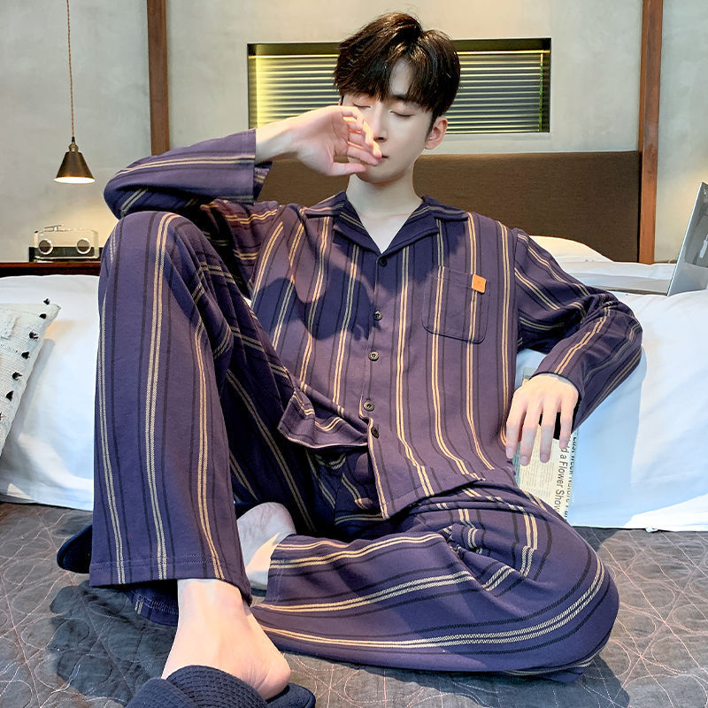 Pijamas de los hombres Primavera y Otoño Invierno 100% algodón de manga larga pantalones delgados más tamaño desgaste de alto nivel de los hombres de verano ropa de casa