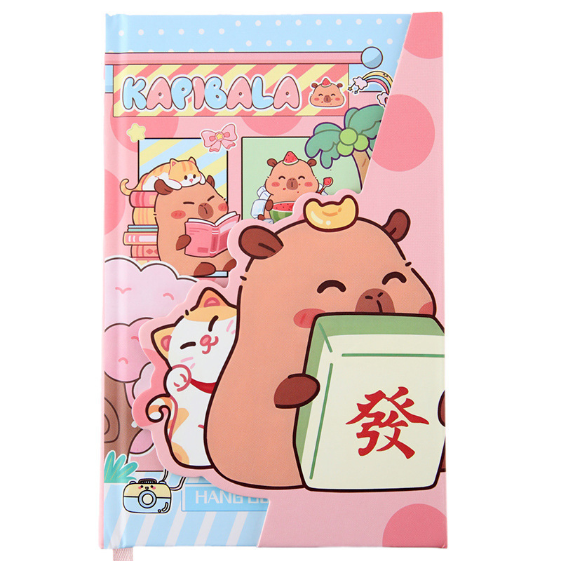 Capibara cuaderno magnético A6 caja dura cubierta dura cuaderno de notas adorable estudiantes de primaria aprendiendo papelería al por mayor