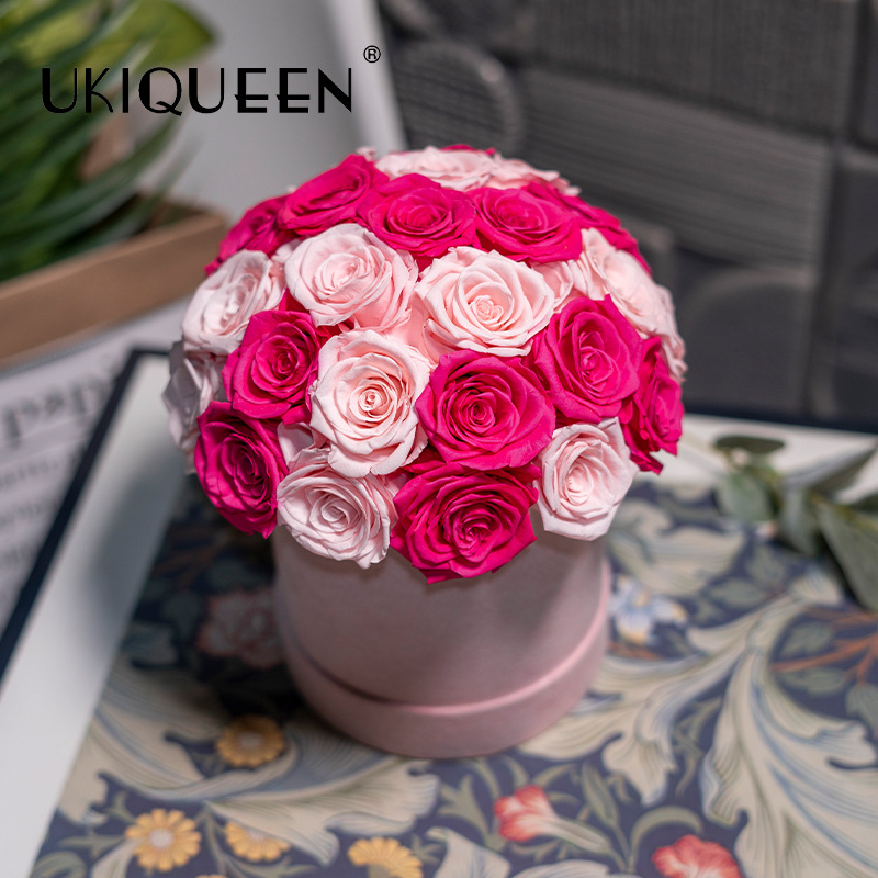 Fábrica personalizada inmortalidad flores cabeza de hongos abrazar bucket ramo regalo de San Valentín amazon adornos hechos a mano