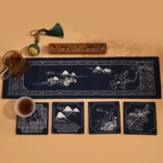 刺绣diy山茶茶席中国风禅意鲁绣手工diy茶垫棉麻立体绣初学茶旗