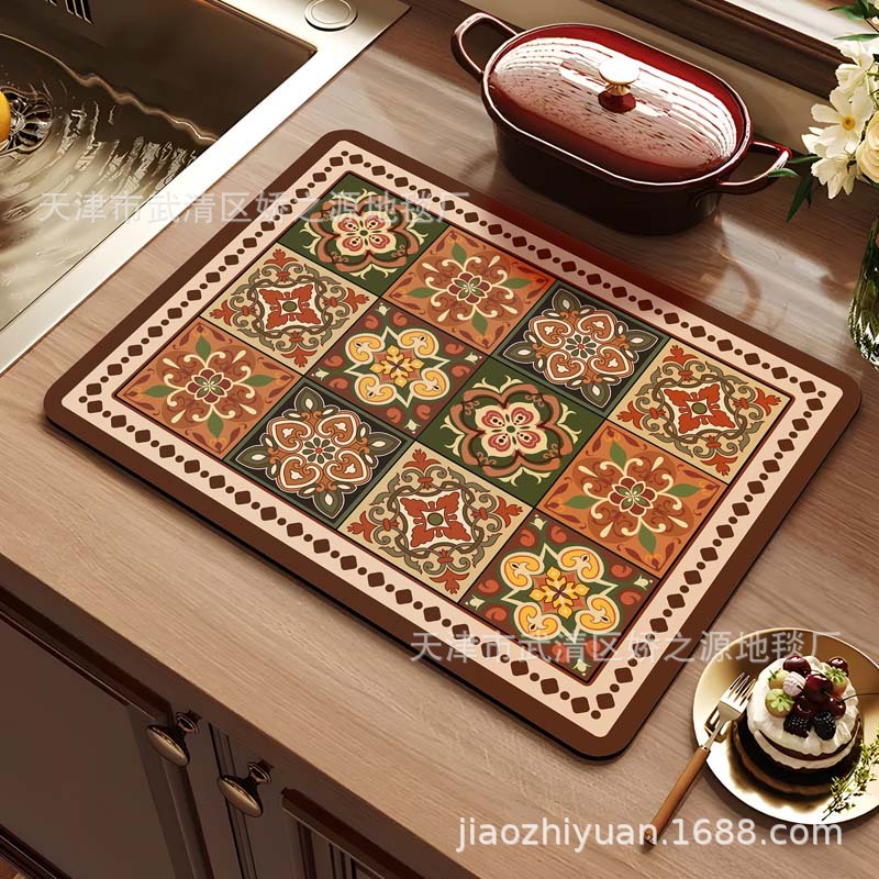 Almohadilla de drenaje transfronteriza, lodo de diatomeas, fácil de cuidar, almohadilla absorbente, encimera de escritorio de cocina, almohadilla de aislamiento antiescaldado, suministro directo de fábrica