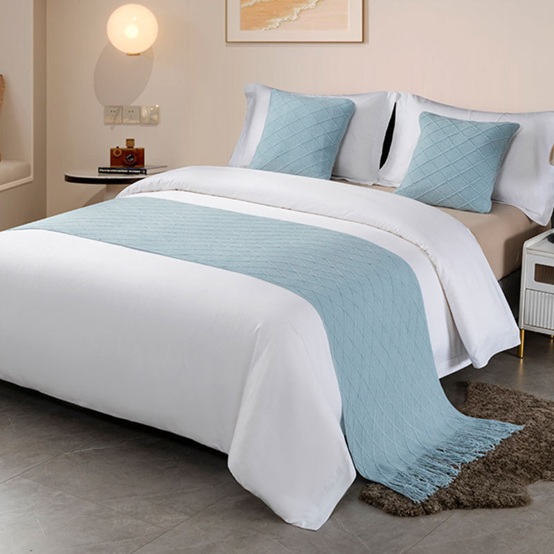 Bandera de cama toallas de cola de cama residencial hotel de lujo cubierta de cama doméstica nueva habitación modelo chino toallas de cama de color sólido