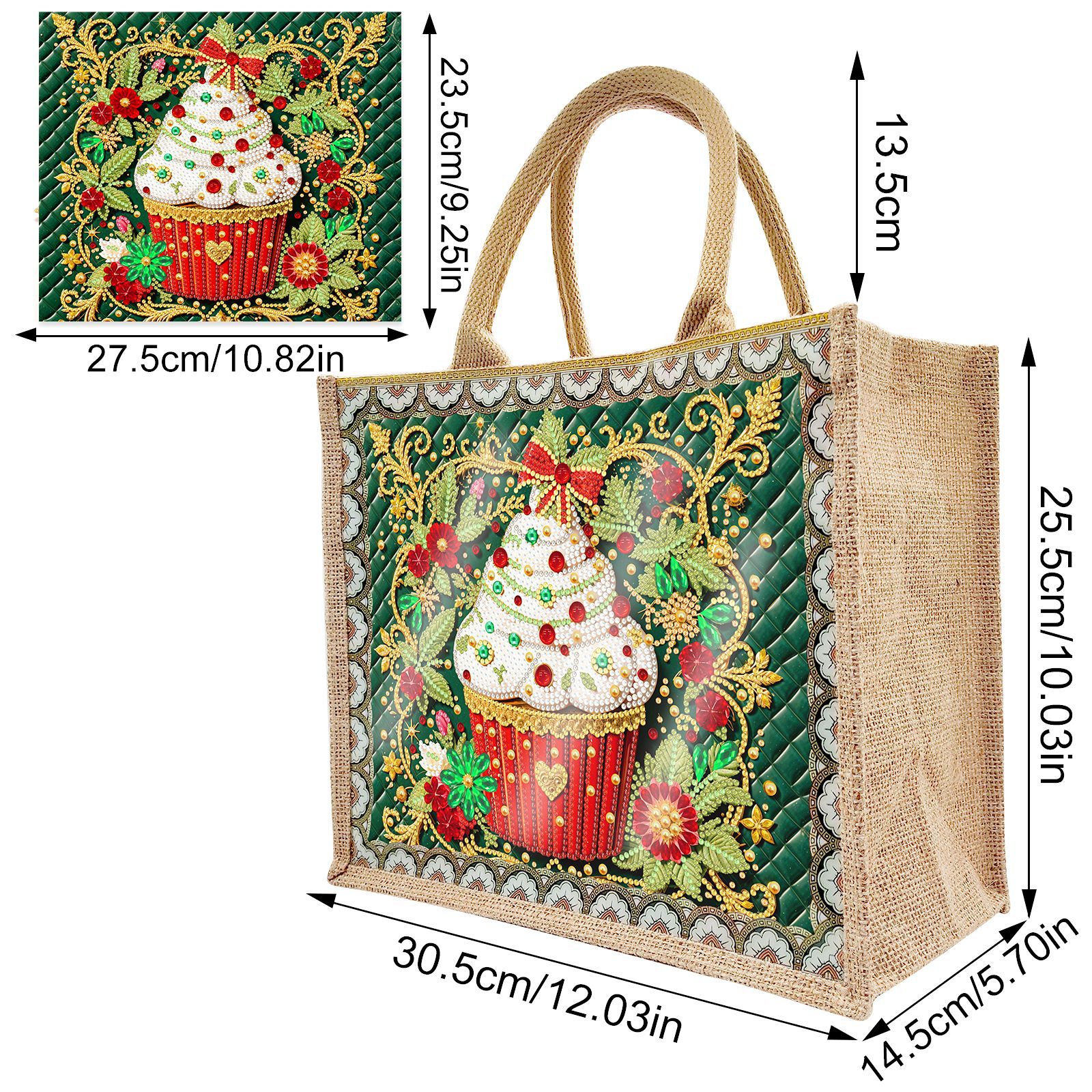 Pintura de diamantes DIY periferia pintura de diamantes bolsa de lino bolsas de caricatura ecológicas reemplazables fondo al por mayor