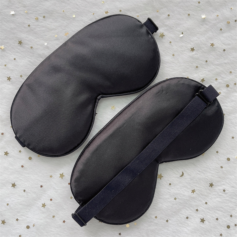 Máscara de ojo de seda artificial hebilla de ajuste color sólido mismo borde de color morera seda sueño sombreado máscara de ojo de seda en stock al por mayor