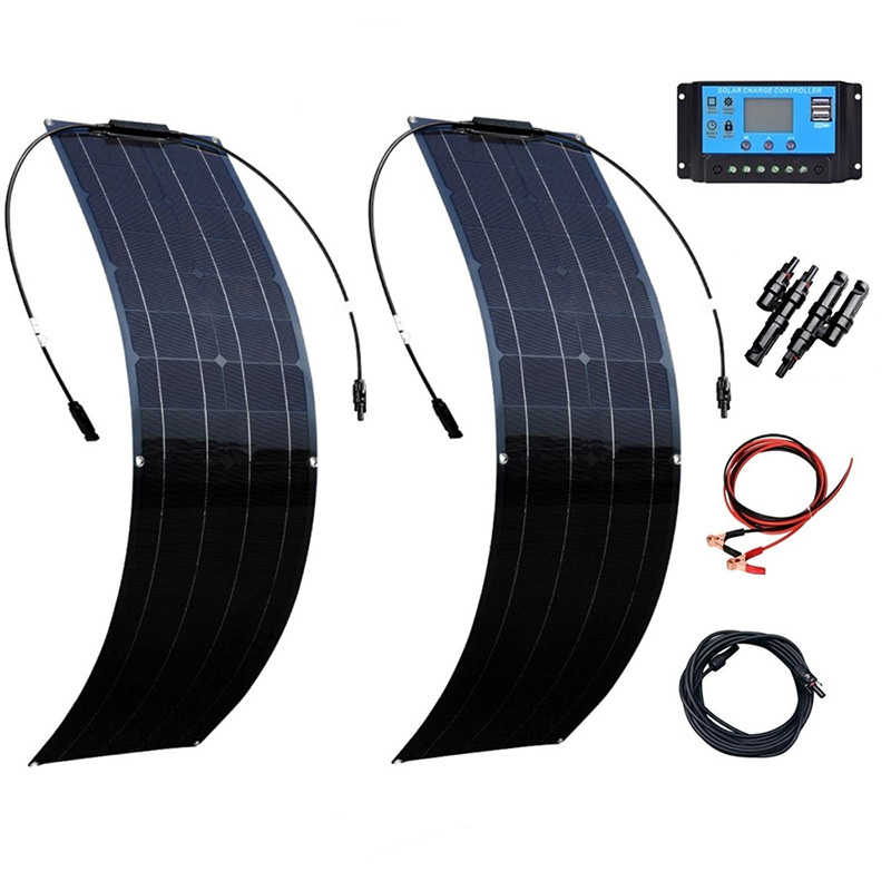 Panel solar transfronterizo 100W18V conjunto de controlador para baterías de automóviles, yates, RV camping